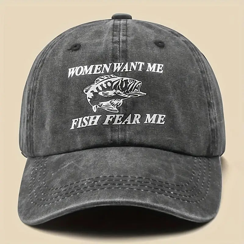 Women Want Me Fish Fear Me Baseball Hat, Dad Hats, Fishing Hat, Funny Hats, Unisex Hats, Clothing, Dad Gifts
