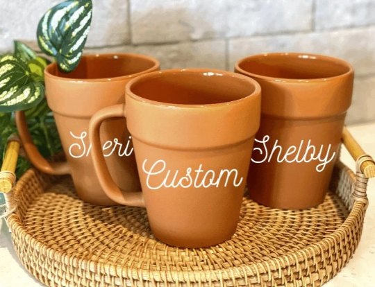 Custom Plant Terracotta Pot Coffee Mug, Plant Lover Gift, Custom Gifts, Customized Plant Gifts, Plant Lady, Gifts for Her, Planter, Succulents