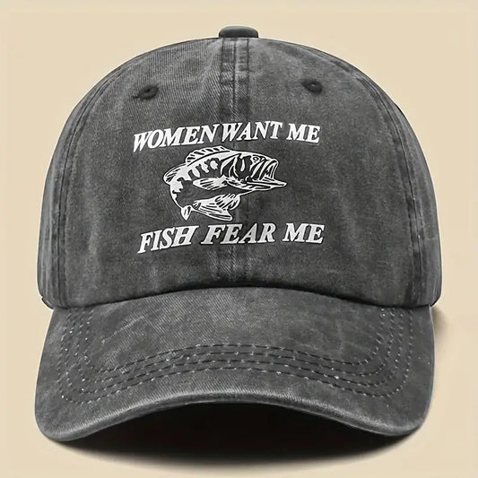 Women Want Me Fish Fear Me Baseball Hat, Dad Hats, Fishing Hat, Funny Hats, Unisex Hats, Clothing, Dad Gifts