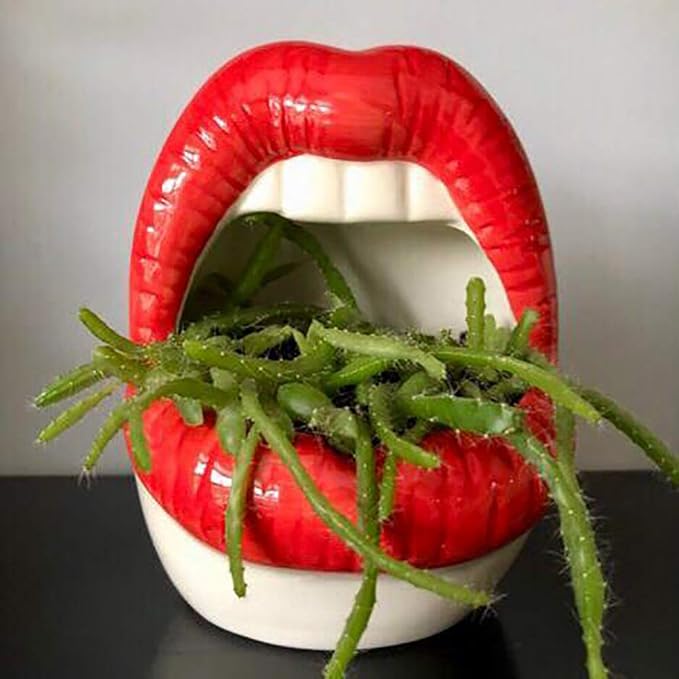 Lip Planters, Mouth Planter, Fun Planters, Flower Pots, Plant Lady, Mouth Ashtray, Red Lips