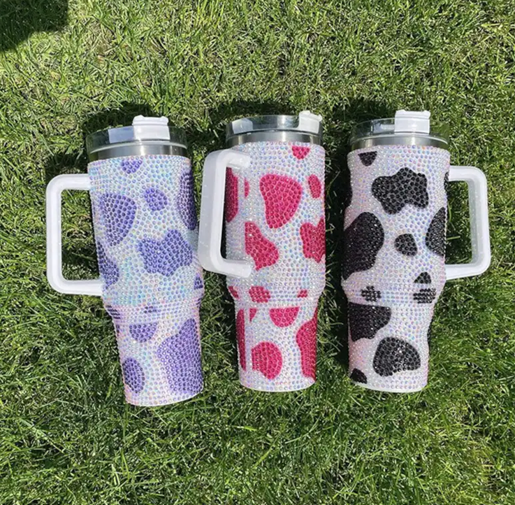 Rhinestone Cow Tumblers, Cute Tumblers, Coffee Mug, Gifts for Her, Animal Print