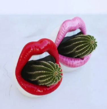 Lip Planters, Mouth Planter, Fun Planters, Flower Pots, Plant Lady, Mouth Ashtray, Red Lips