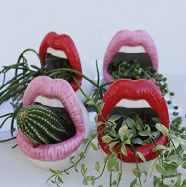 Lip Planters, Mouth Planter, Fun Planters, Flower Pots, Plant Lady, Mouth Ashtray, Red Lips