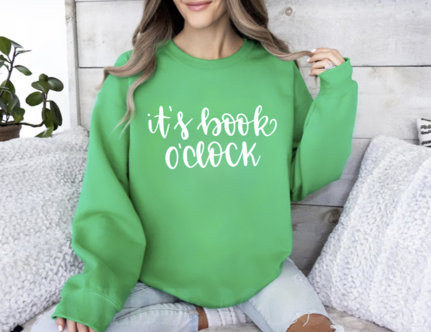 Book O'clock Sweatshirt, Long Sleeve Shirt, Book Lover Gifts, Booktok, Friend Gifts, Cozy Sweater, Gifts for Her, Valentine's Day