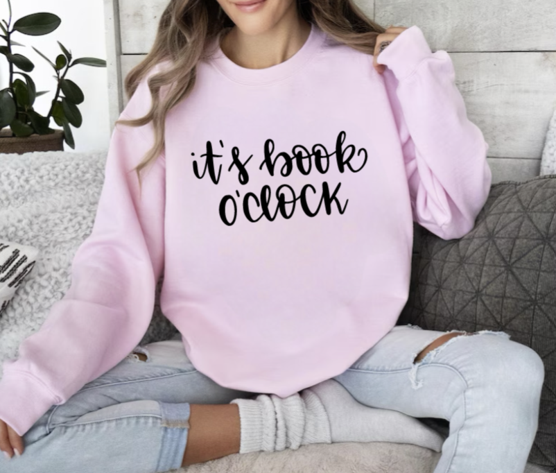 Book O'clock Sweatshirt, Long Sleeve Shirt, Book Lover Gifts, Booktok, Friend Gifts, Cozy Sweater, Gifts for Her, Valentine's Day