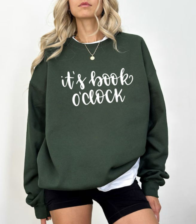 Book O'clock Sweatshirt, Long Sleeve Shirt, Book Lover Gifts, Booktok, Friend Gifts, Cozy Sweater, Gifts for Her, Valentine's Day