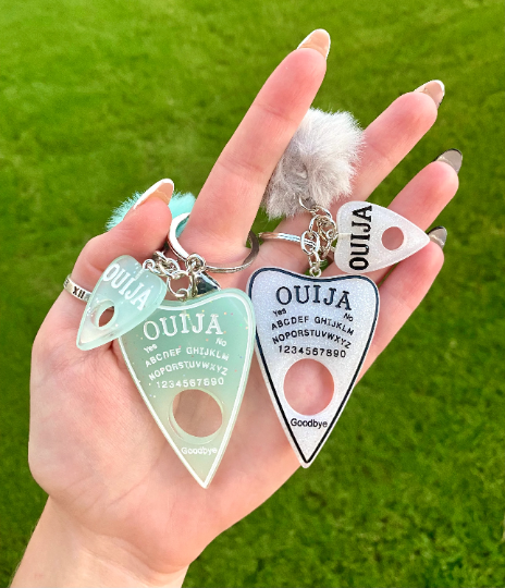 Ouija Board Keychain, Halloween Decor, Car Accessories, Fun Gifts, Spooky, Fall, Pom Pom Keychains