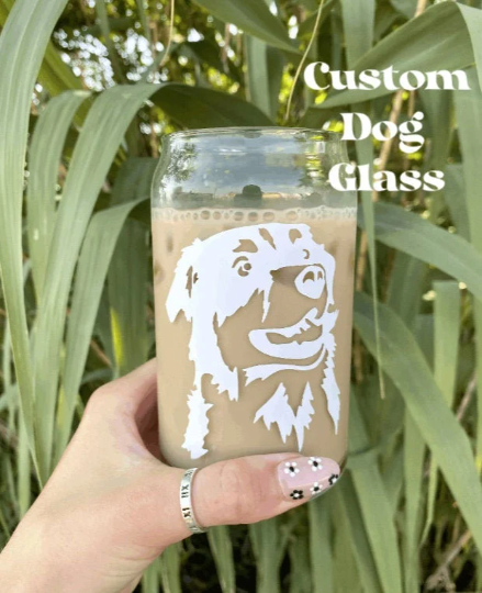 Custom Dog Glass Tumbler, Glass Can, Coffee Tumbler, Water Tumbler, Cup, Tumbler Glass, Plant Gifts, Plant Lovers, Gifts for Her