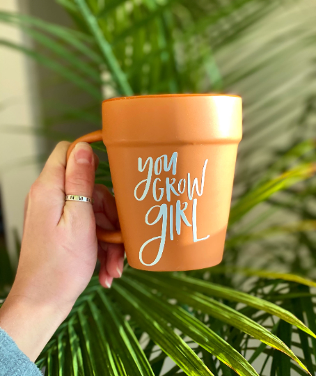 You Grow Girl Terracotta Pot Mug, Plant Lover Gift, Plant Gifts, Plant Lady, Gifts for Her, Planter, Succulents