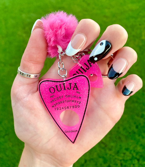 Ouija Board Keychain, Halloween Decor, Car Accessories, Fun Gifts, Spooky, Fall, Pom Pom Keychains