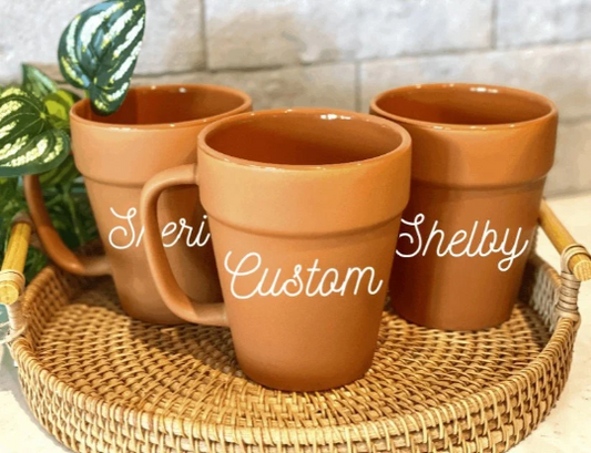 Custom Plant Terracotta Pot Coffee Mug, Plant Lover Gift, Custom Gifts, Customized Plant Gifts, Plant Lady, Gifts for Her, Planter, Succulents