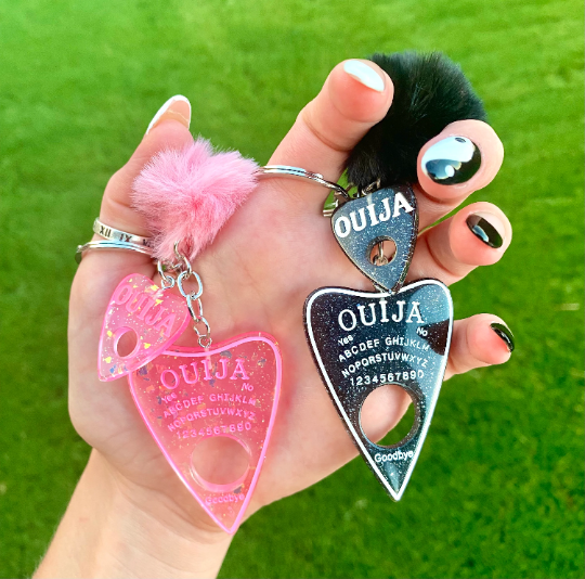 Ouija Board Keychain, Halloween Decor, Car Accessories, Fun Gifts, Spooky, Fall, Pom Pom Keychains